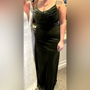 Revelry Bridesmaid Dress in Style “Skye” in Olive velvet - size 12